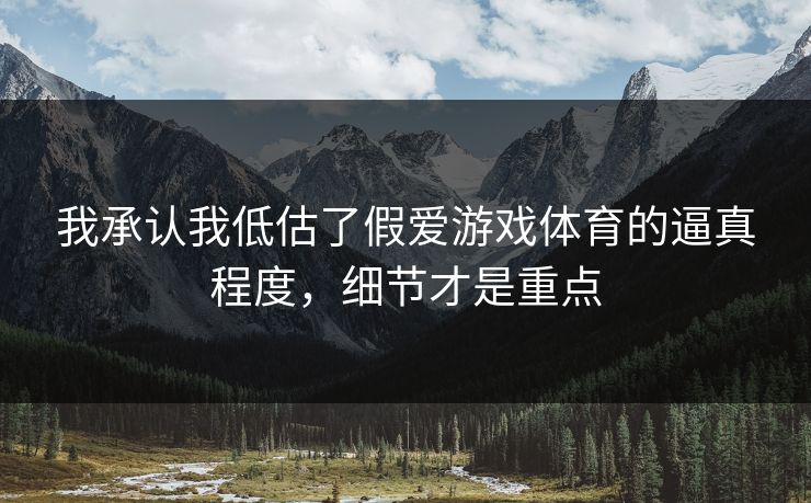 我承认我低估了假爱游戏体育的逼真程度，细节才是重点