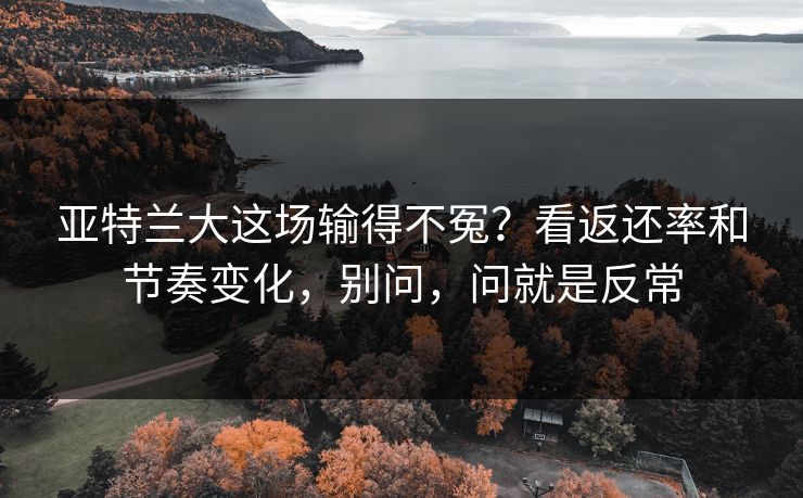亚特兰大这场输得不冤？看返还率和节奏变化，别问，问就是反常